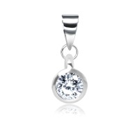 4mm CZ Round Stone Silver Pendant SPEB-80n